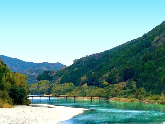 奇跡の清流仁淀川と沈下橋の風景